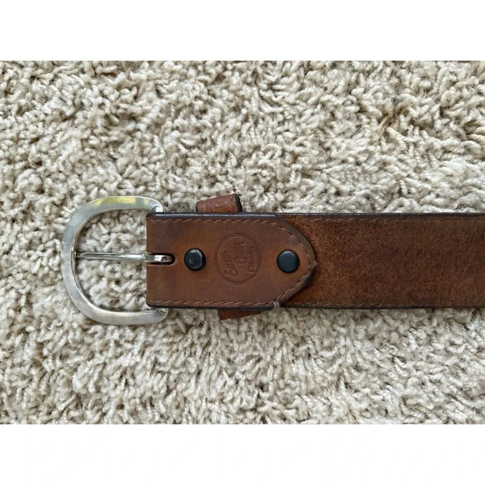 Silver Creek Men's Leather Belt Top Grain Embossed Metal Buckle 1. 5